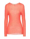 Pink Memories Woman Sweater Orange Size 6 Acrylic, Mohair Wool, Polyamide, Wool