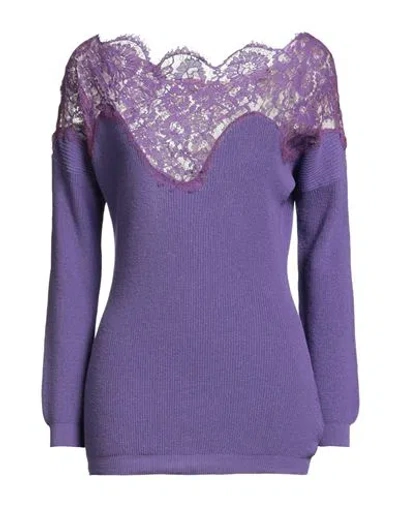 Pink Memories Woman Sweater Purple Size 8 Cotton, Acrylic, Polyamide