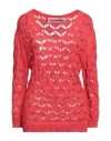 Pink Memories Woman Sweater Red Size 6 Recycled Cotton, Acrylic In Red