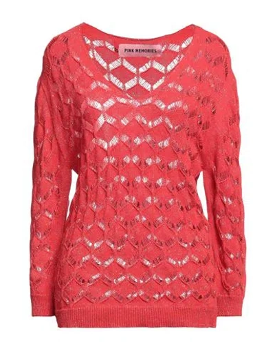 Pink Memories Woman Sweater Red Size 6 Recycled Cotton, Acrylic
