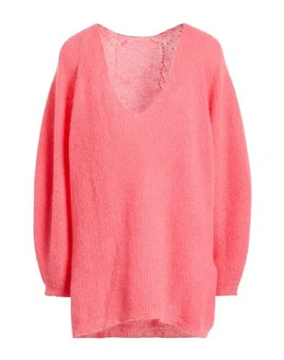 Pink Memories Woman Sweater Salmon Pink Size 6 Polyamide, Mohair Wool, Wool