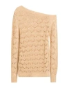 Pink Memories Woman Sweater Sand Size 6 Cotton, Acrylic, Metallic Polyester, Polyamide In Beige