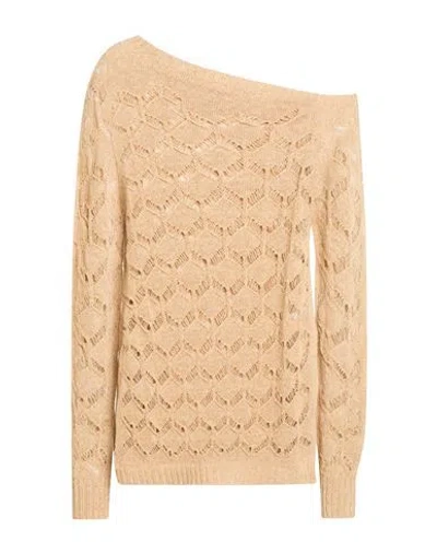 Pink Memories Woman Sweater Sand Size 6 Cotton, Acrylic, Metallic Polyester, Polyamide In Beige