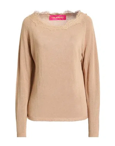 Pink Memories Woman Sweater Sand Size 8 Viscose, Linen, Polyamide In Neutral