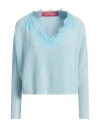 Pink Memories Woman Sweater Sky Blue Size 6 Cotton, Acrylic, Polyamide In Blue