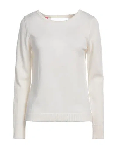 Pink Memories Woman Sweater White Size 8 Merino Wool