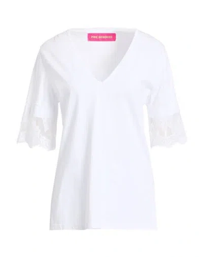 Pink Memories Woman T-shirt White Size 6 Cotton