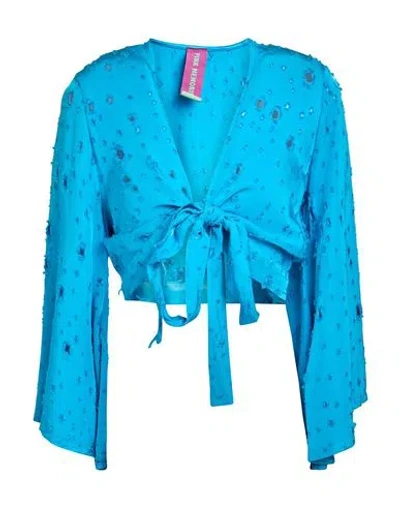 Pink Memories Woman Top Azure Size 6 Lyocell In Blue