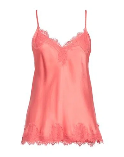 Pink Memories Woman Top Coral Size 10 Viscose, Elastane, Cotton, Polyester In Red