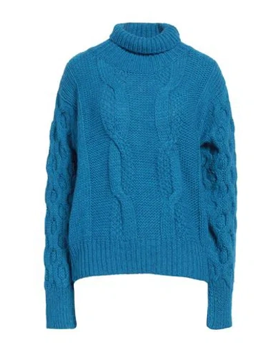 Pink Memories Woman Turtleneck Azure Size 6 Wool, Acrylic, Alpaca Wool
