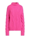 Pink Memories Woman Turtleneck Fuchsia Size 6 Wool, Acrylic, Alpaca Wool