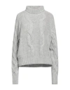 Pink Memories Woman Turtleneck Light Grey Size 8 Wool, Acrylic, Alpaca Wool