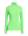 Pink Memories Woman Turtleneck Lime Green Size 8 Wool In Green