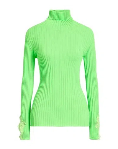 Pink Memories Woman Turtleneck Lime Green Size 8 Wool