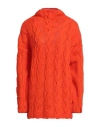 Pink Memories Woman Turtleneck Orange Size 8 Acrylic, Mohair Wool, Polyamide, Wool In Orange