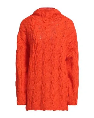 Pink Memories Woman Turtleneck Orange Size 8 Acrylic, Mohair Wool, Polyamide, Wool