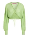 Pink Memories Woman Wrap Cardigans Green Size 8 Viscose, Polyamide, Metallic Fiber