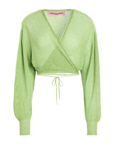 Pink Memories Woman Wrap Cardigans Green Size 8 Viscose, Polyamide, Metallic Fiber