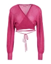 Pink Memories Woman Wrap Cardigans Magenta Size 10 Viscose, Polyamide, Metallic Fiber In Pink