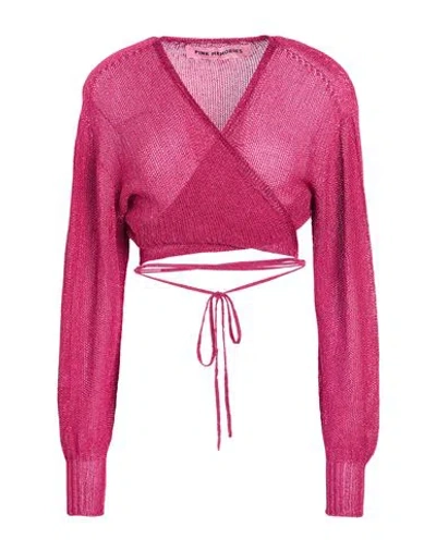 Pink Memories Woman Wrap Cardigans Magenta Size 10 Viscose, Polyamide, Metallic Fiber In Purple
