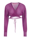Pink Memories Woman Wrap Cardigans Mauve Size 6 Viscose, Polyamide, Metallic Fiber In Purple