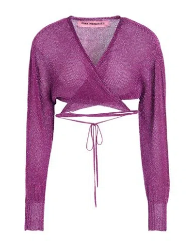 Pink Memories Woman Wrap Cardigans Mauve Size 6 Viscose, Polyamide, Metallic Fiber In Purple