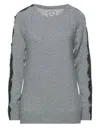 Pink Memories Women's Knitted Lace Sweater In Grey In Gray