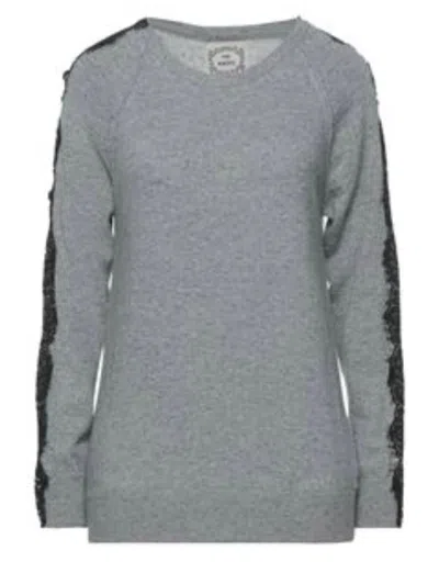 Pink Memories Women's Knitted Lace Sweater In Grey In Gray