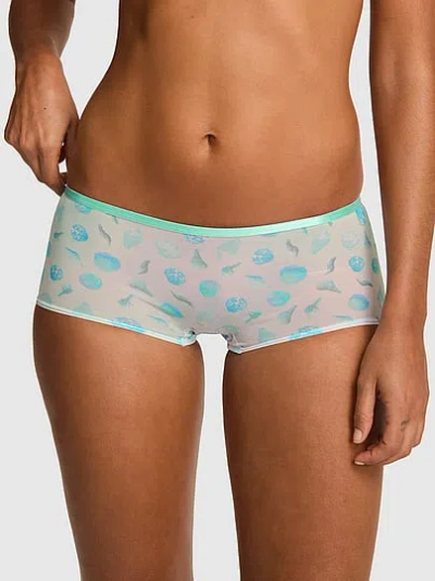Pink Mesh Boyshort Panty In Animal Print