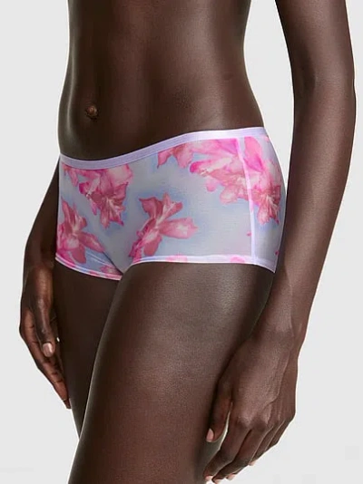 Pink Mesh Boyshort Panty In Brown