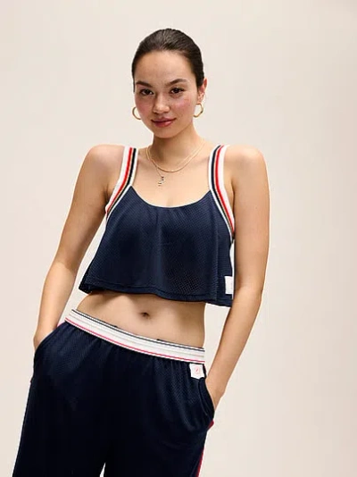 Pink Mesh Flowy Cropped Tank In Purple