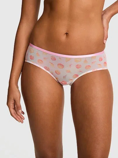 Pink Mesh Hiphugger Panty In Animal Print