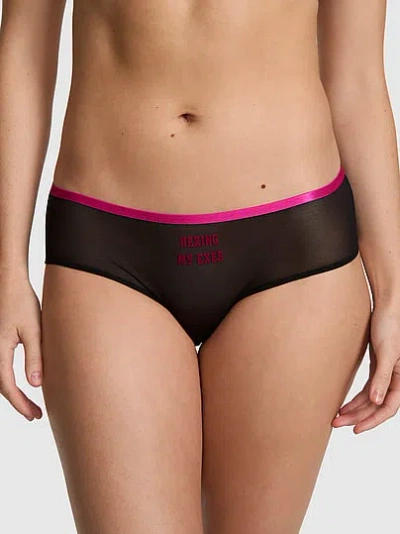 Pink Mesh Hiphugger Panty In Black