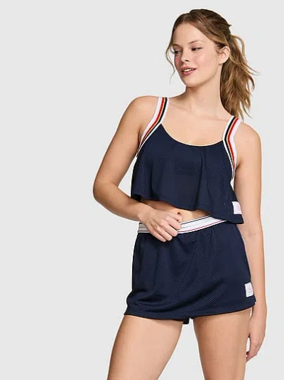 Pink Mesh Skort In Orange