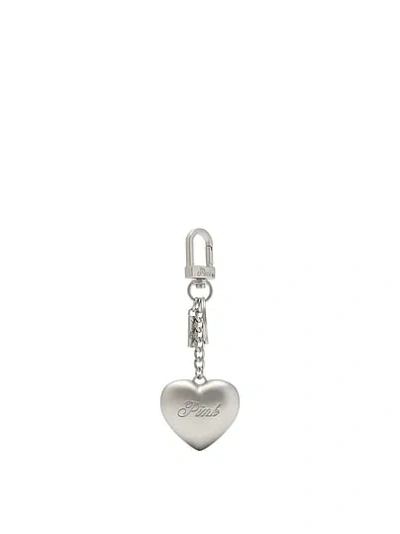 Pink Metal Heart Keychain Charm In Gold