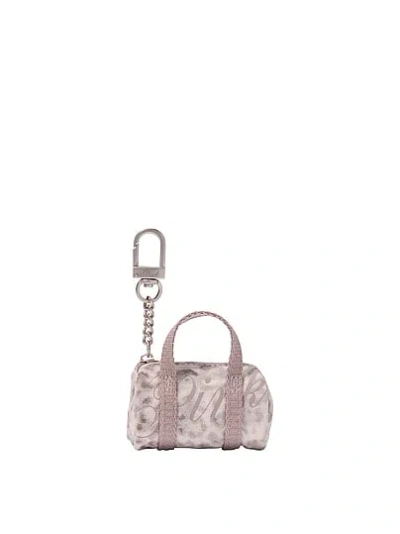 Pink Mini Duffel Keychain Charm In Animal Print