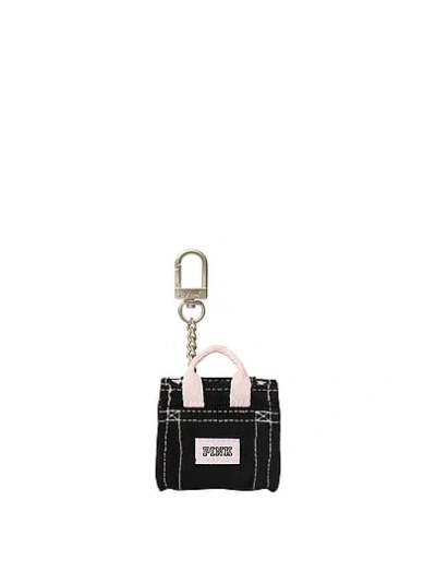Pink Mini Tote Keychain Charm In Black