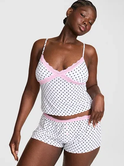Pink Modal Lace-trim Micro Shorts In Animal Print