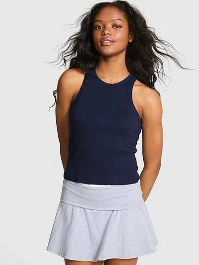 Pink Multi Rib Tank Top In Blue