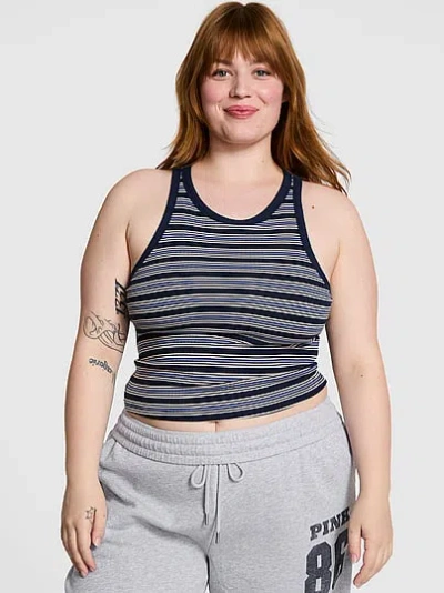 Pink Multi Rib Tank Top In Print
