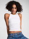Pink Multi Rib Tank Top In White
