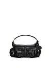 Pink Multi-pocket Shoulder Bag In Black