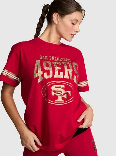 Pink Nfl Collection Campus Cotton™ Bling Tee In Red
