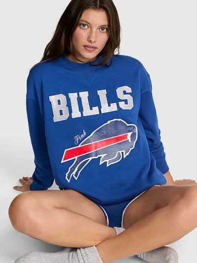 Pink Nfl Collection Campus Fleece™ Bling Crew Sweatshirt In Blue