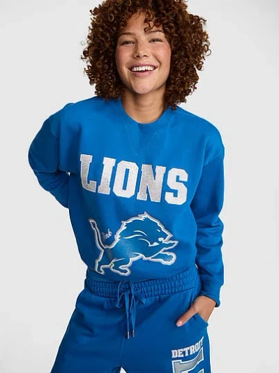 Pink Nfl Collection Campus Fleece™ Bling Crew Sweatshirt In Blue