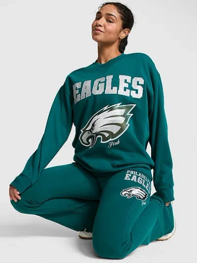 Pink Nfl Collection Campus Fleece™ Bling Crew Sweatshirt In Green