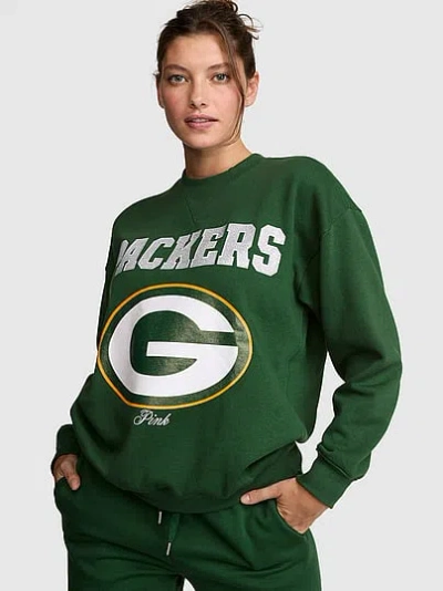 Pink Nfl Collection Campus Fleece™ Bling Crew Sweatshirt In Green