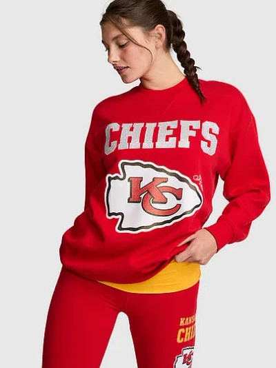 Pink Nfl Collection Campus Fleece™ Bling Crew Sweatshirt In Red