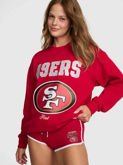 Pink Nfl Collection Campus Fleece™ Bling Crew Sweatshirt In Red