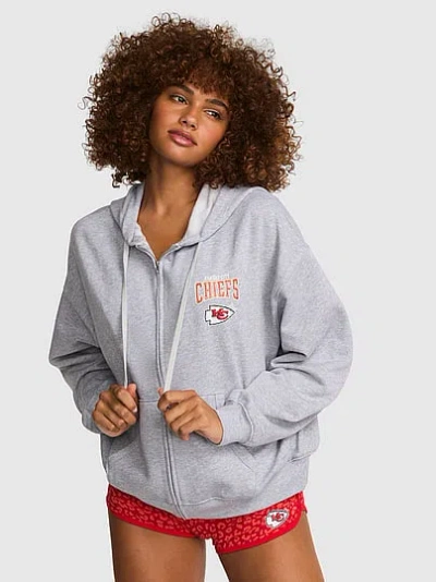 Pink Nfl Collection Campus Fleece™ Bling Full-zip Hoodie In Gray